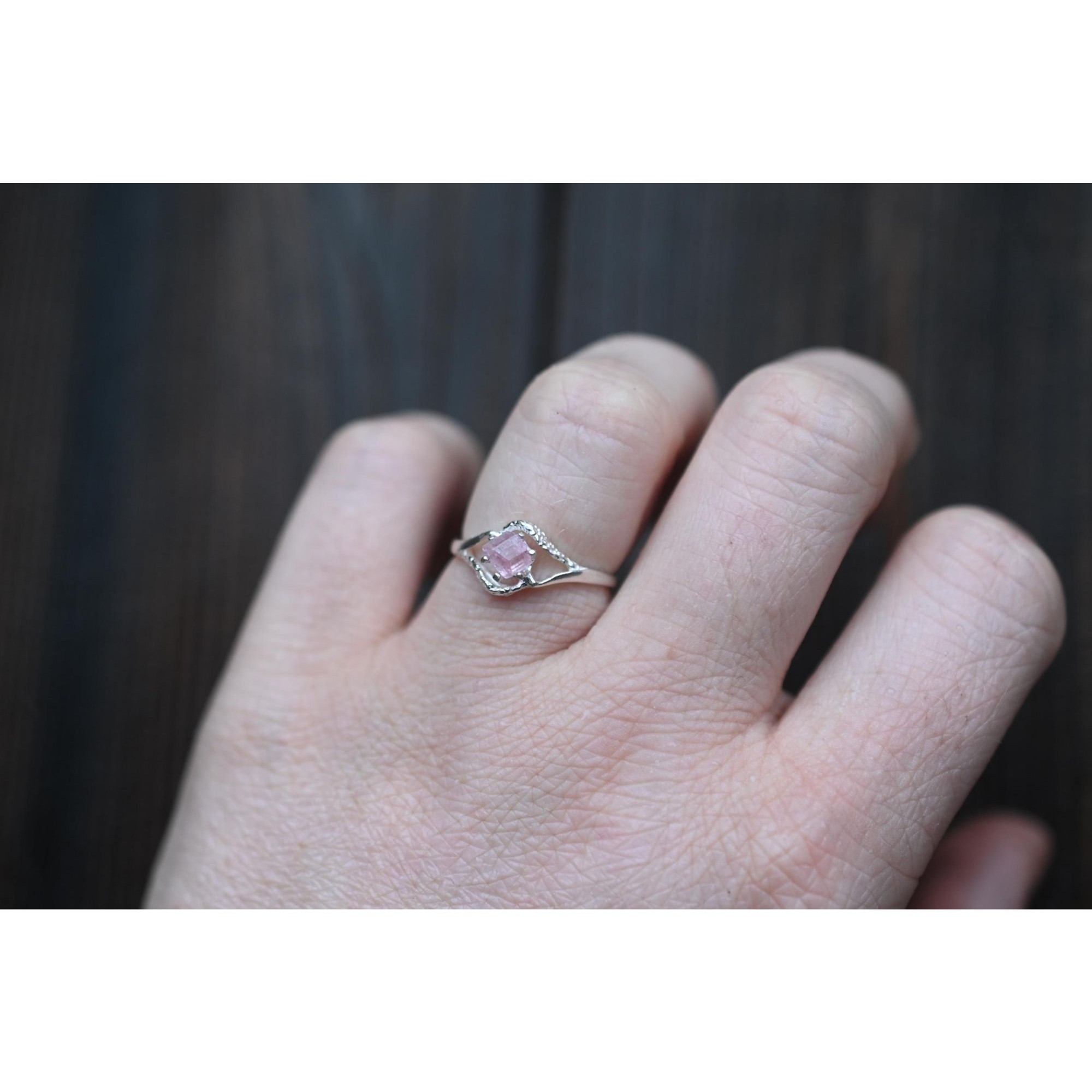 Engagement Ring Pink Tourmaline Sterling Silver Size 3 4 5 6 7 8 9 10 11 12 Ame